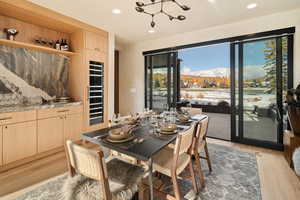 Dining area featuring light wood-type flooring