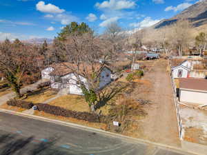 Aerial view featuring a mountain view