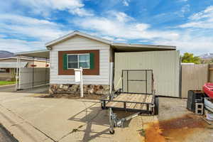 Exterior space featuring a mountain view