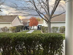 View of yard at dusk