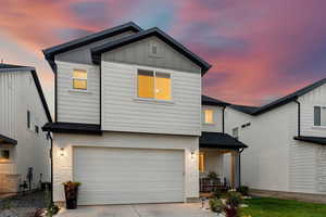 View of front facade with a garage