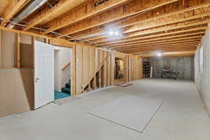 Basement featuring gas water heater