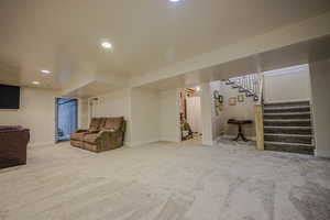 Living room featuring carpet floors