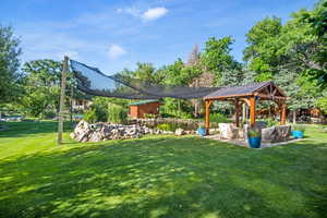 View of yard with a gazebo