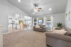 Stunning vaulted ceilings and a open floor plan space for entertaining