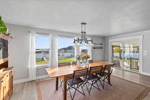 Over-sized area for dining room table surrounded by windows letting in plenty of natural light