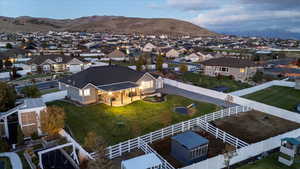 Aerial view featuring a mountain view