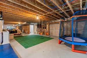 The basement floor plan is set up to have a massive entertaining space