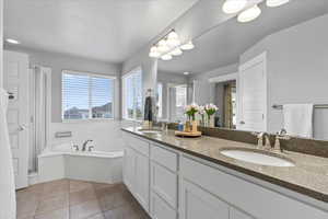 Soaking tub shower and 2 sinks