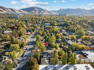 Drone / aerial view with a mountain view