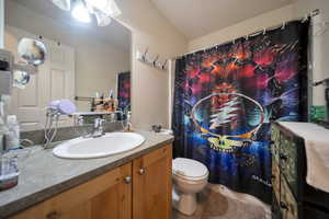 Bathroom featuring vanity and toilet