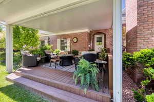 Wooden deck with outdoor lounge area