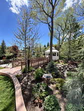 View of Gazebo from back of house over Ash Creek