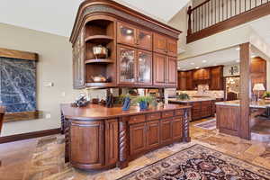 Built-in curio cabinet off kitchen