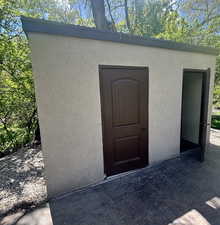 Outdoor storage for tennis/pickleball courts and compost toilet