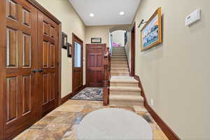 View of door to garage off living room