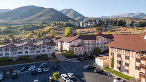 Bird's eye view with a mountain view