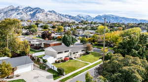 Drone / aerial view with a mountain view