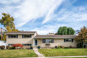 Tri-level home with a front lawn