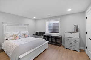 Bedroom with light wood-type flooring