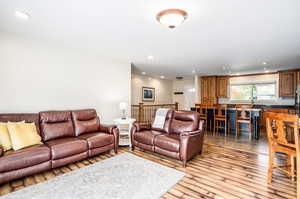 Living room featuring light wood-type flooring