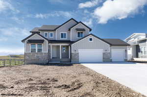 View of front of property featuring a garage