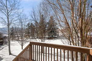 View of snow covered deck