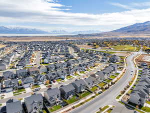 Drone / aerial view with a mountain view