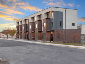 View of outdoor building at dusk