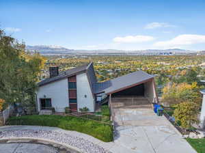 View of front of home with a mountain view