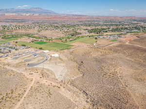 Birds eye view of property with a mountain view