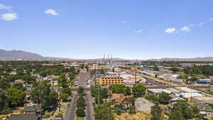 Drone / aerial view featuring a mountain view