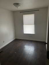 Spare room with dark wood-type flooring