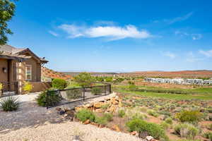 View of yard with a mountain view