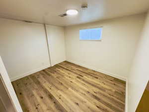 Spare room featuring wood-type flooring