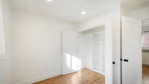 Interior space with light hardwood / wood-style floors