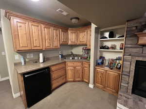 Wet bar including mini-fridge