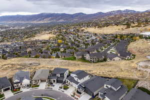 Drone / aerial view featuring a mountain view