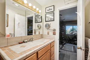 Bathroom featuring vanity