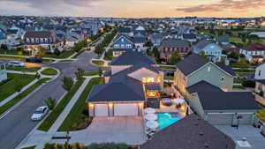 View of aerial view at dusk