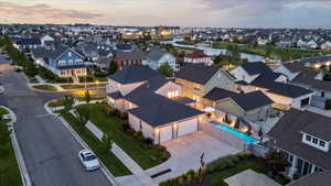 View of aerial view at dusk