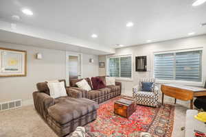 View of carpeted living room