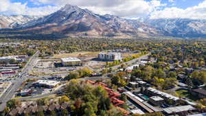 Drone / aerial view featuring a mountain view