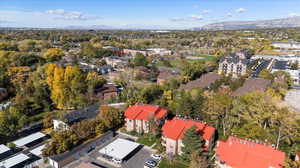 Birds eye view of property with a mountain view