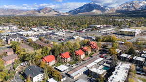 Birds eye view of property with a mountain view