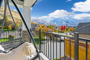 Balcony with a mountain view