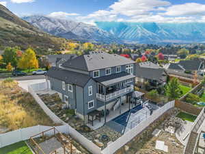 Aerial view featuring a mountain view