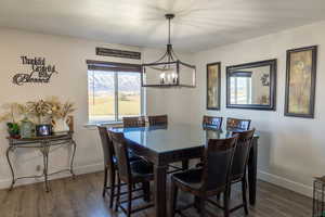 Dining room next to kitchen and gorgeous mountain views out your window!