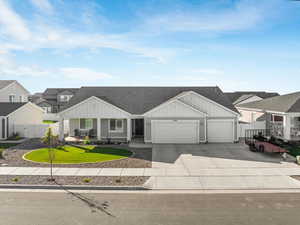 View of front of home featuring a garage