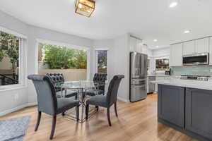 Dining area with a healthy amount of sunlight and light wood-type flooring